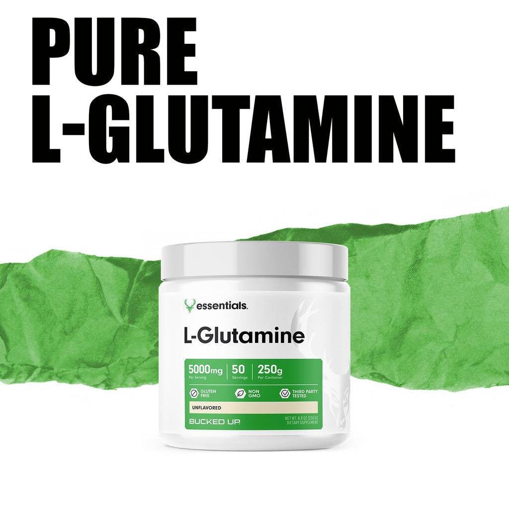 Bucked Up L-Glutamine (5000mg), Essentials (50 Servings, 250 Grams)