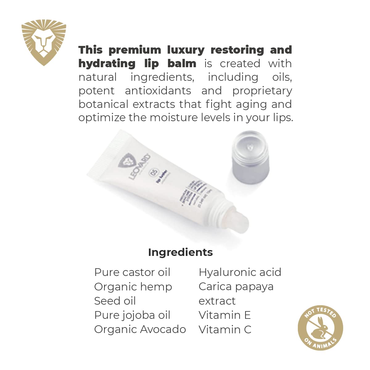 Leovard Lip Luster Hyaluronic Acid Lip Balm Hydrating Lip Serum - Organic Natural Lip Hydrating Treatment, Moisturizing Lip Serum