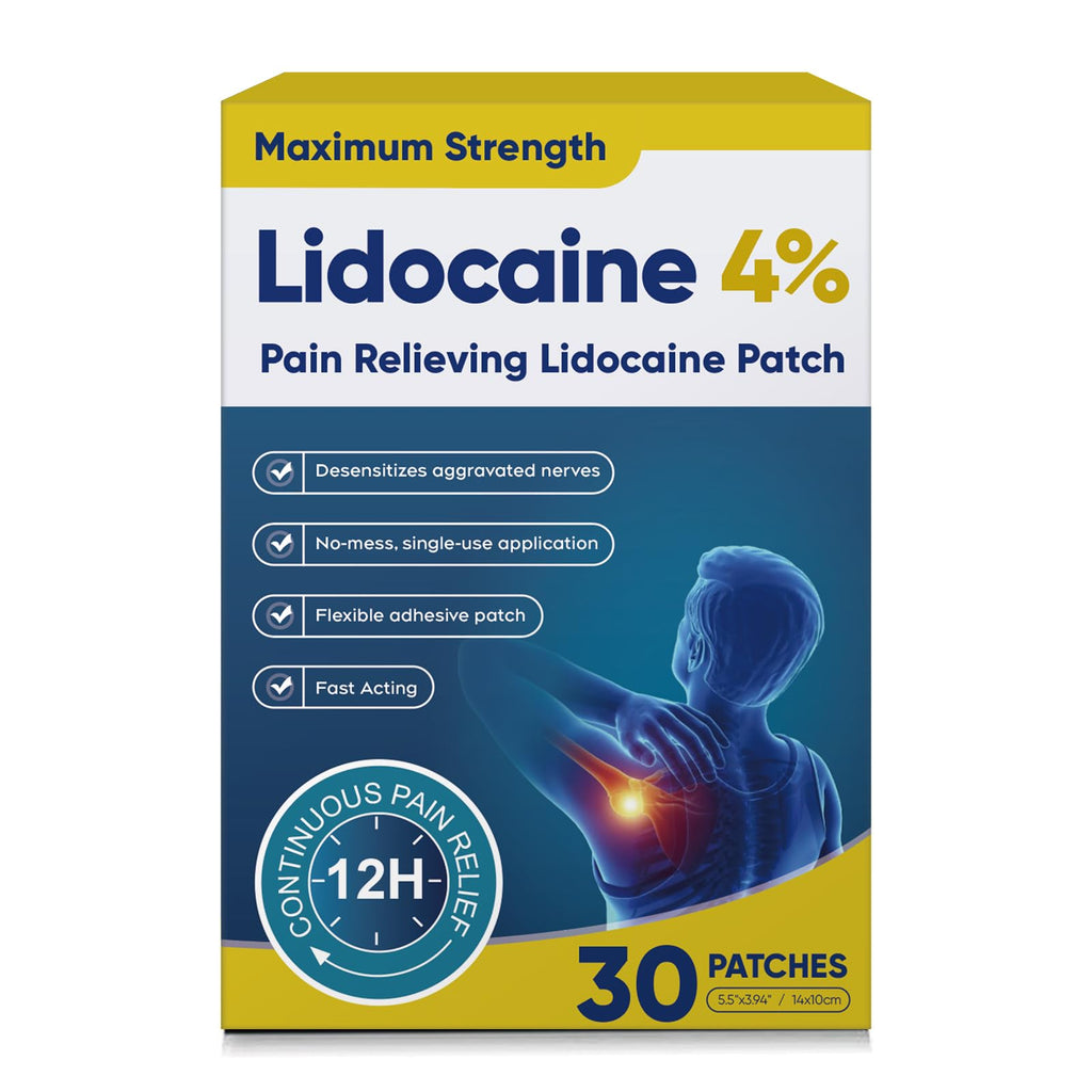 Teemofe 4% Lidocaine Pain Relief Patches – Maximum OTC Strength, Fast-Acting Targeted Relief, 30 Count, for Muscle & Joint Discomfort-0306 Teemofe Au supplements