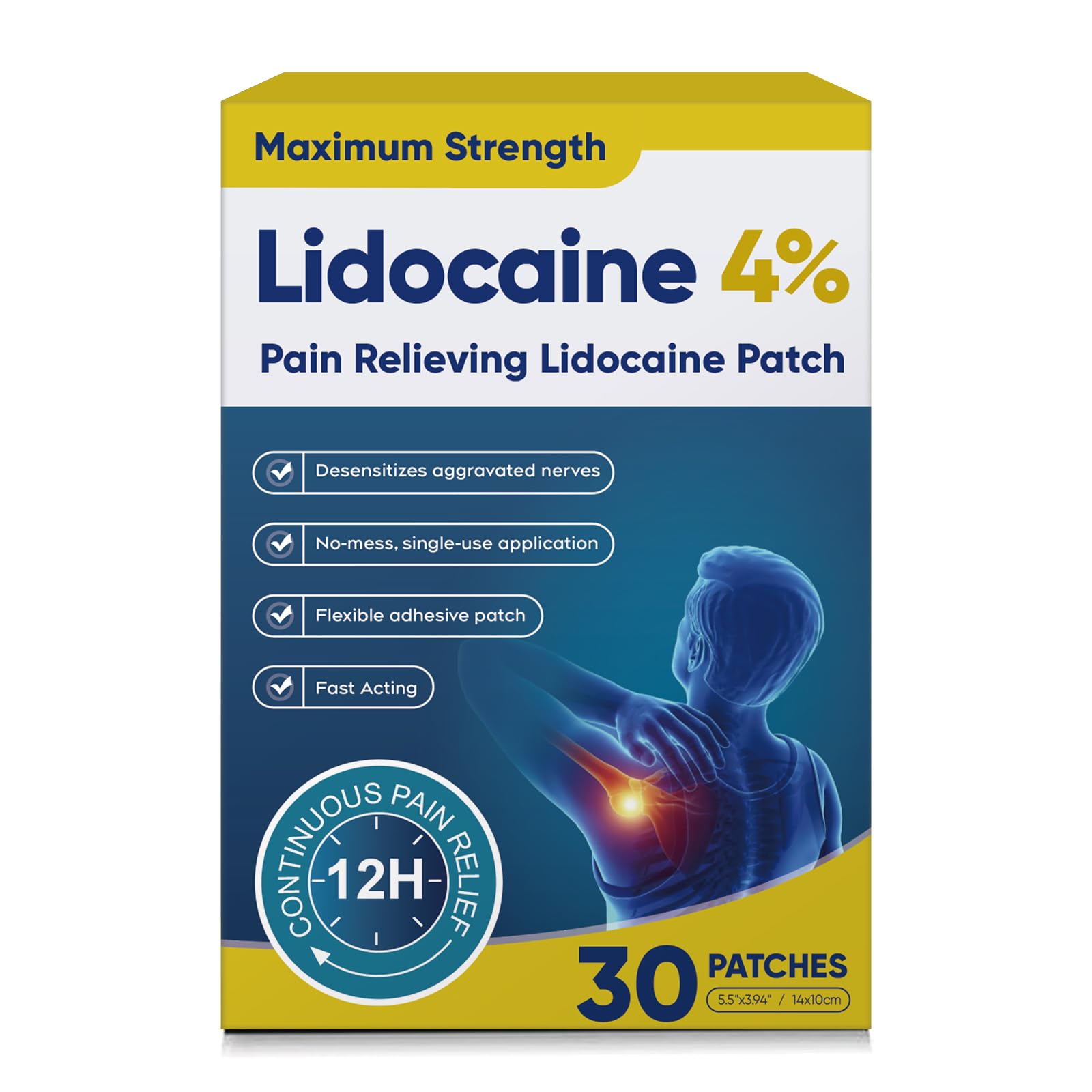 Teemofe 4% Lidocaine Pain Relief Patches – Maximum OTC Strength, Fast-Acting Targeted Relief, 30 Count, for Muscle & Joint Discomfort-0306 Teemofe Au supplements