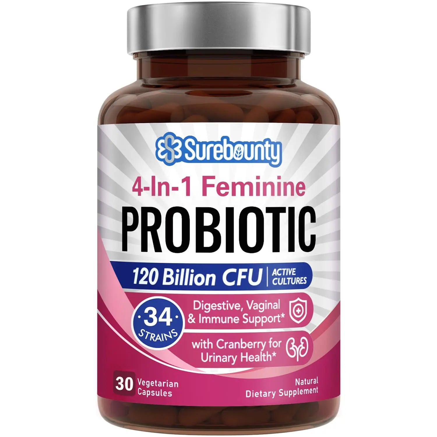 Surebounty Probiotics for Women, 120 Billion CFU 34 Strains, Prebiotics + Digestive Enzymes Surebounty Au supplements