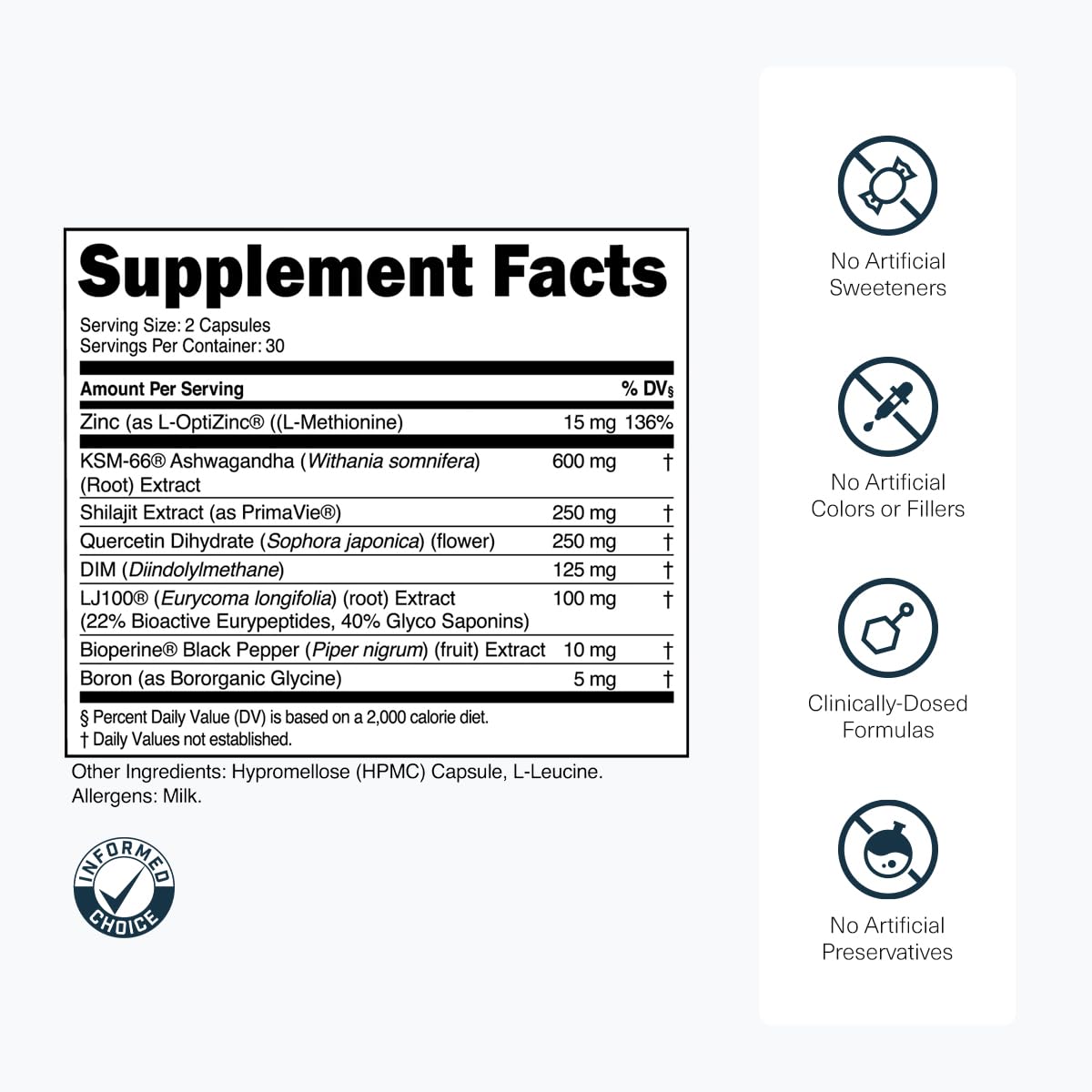 Transparent Labs Vitality Men with Ashwagandha KSM-66, PrimaVie Shilajit Extract, & DIM to Support Vitality, & Bioavailable - 60 Count
