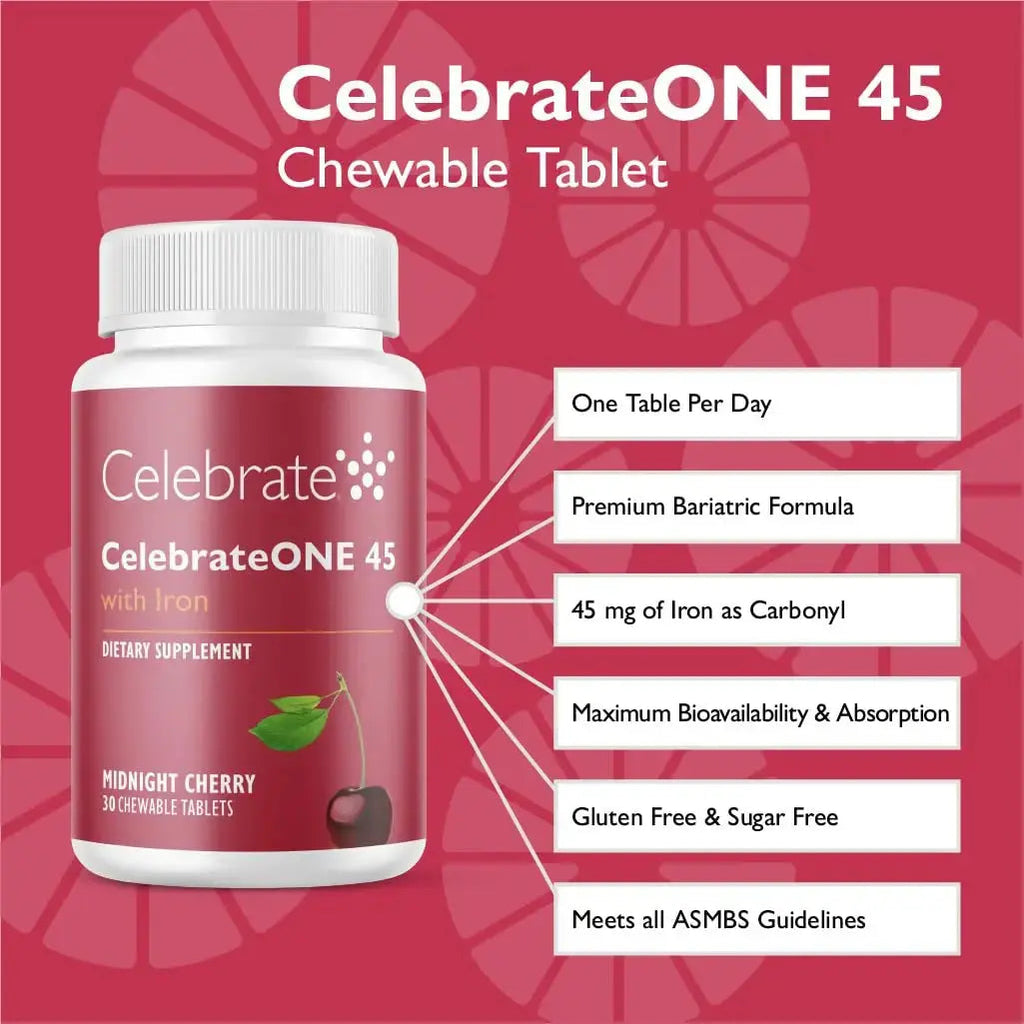 Celebrate Vitamins CelebrateONE 45 Chewables, 45mg Iron - Once Daily Bariatric Multivitamin, Essential Vitamins & Minerals Celebrate Bariatric Supplements Au supplements