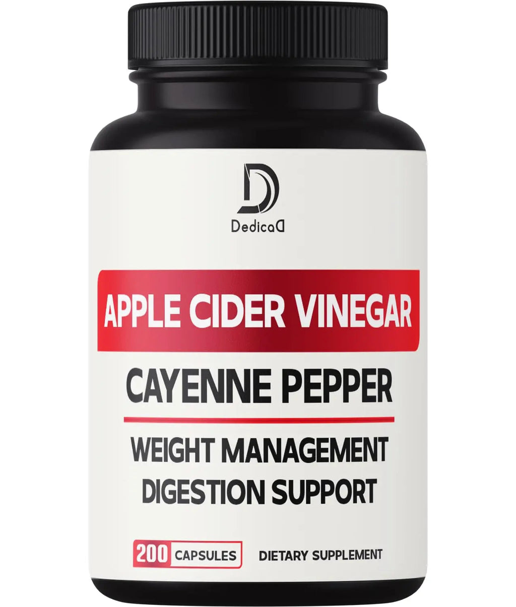 12in1 Apple Cider Vinegar Supplements - 200 Capsules with Cayenne Pepper, Grape Seed DEDICAD Au supplements