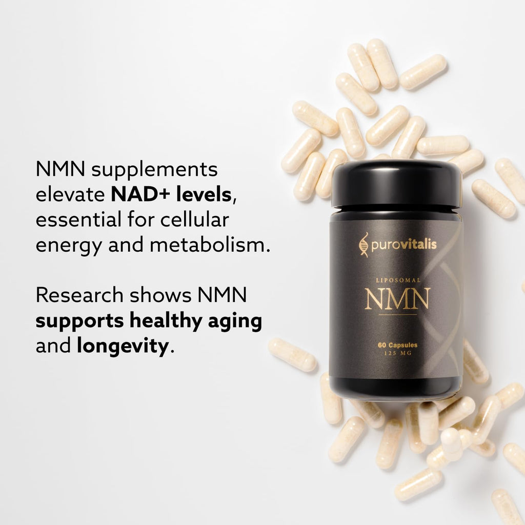 PUROVITALIS Liposomal NMN, 250mg Longevir Nicotinamide Mononucleotide Supplement, NAD+ Boost for Cellular Health, Energy & Healthy Aging, 1-Month Supply (60 Vegan Capsules) PUROVITALIS Au supplements