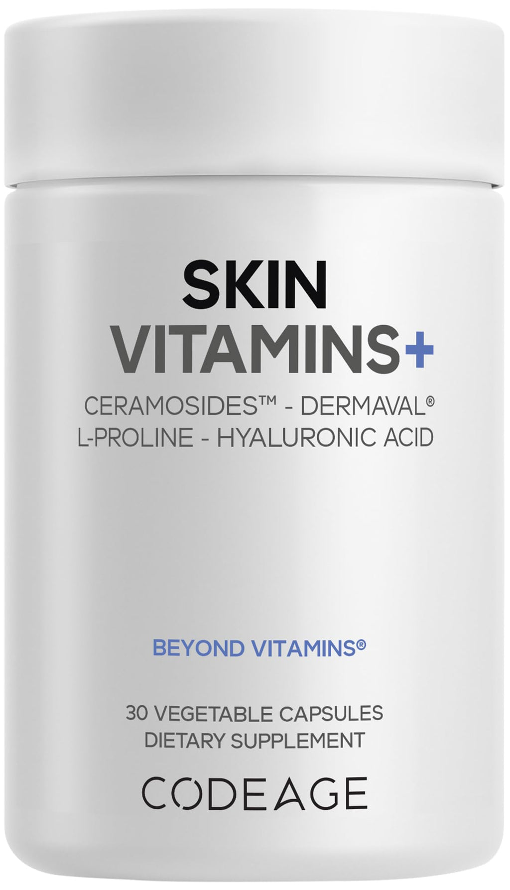 Codeage Skin Vitamins+ Supplement – Ceramosides, Dermaval, Hyaluronic Acid, Coffeeberry, Vitamin C – Skin Elasticity, Wrinkle & Moisture Support – Liposomal Delivery – Non-GMO, 30 Capsules Codeage Au supplements