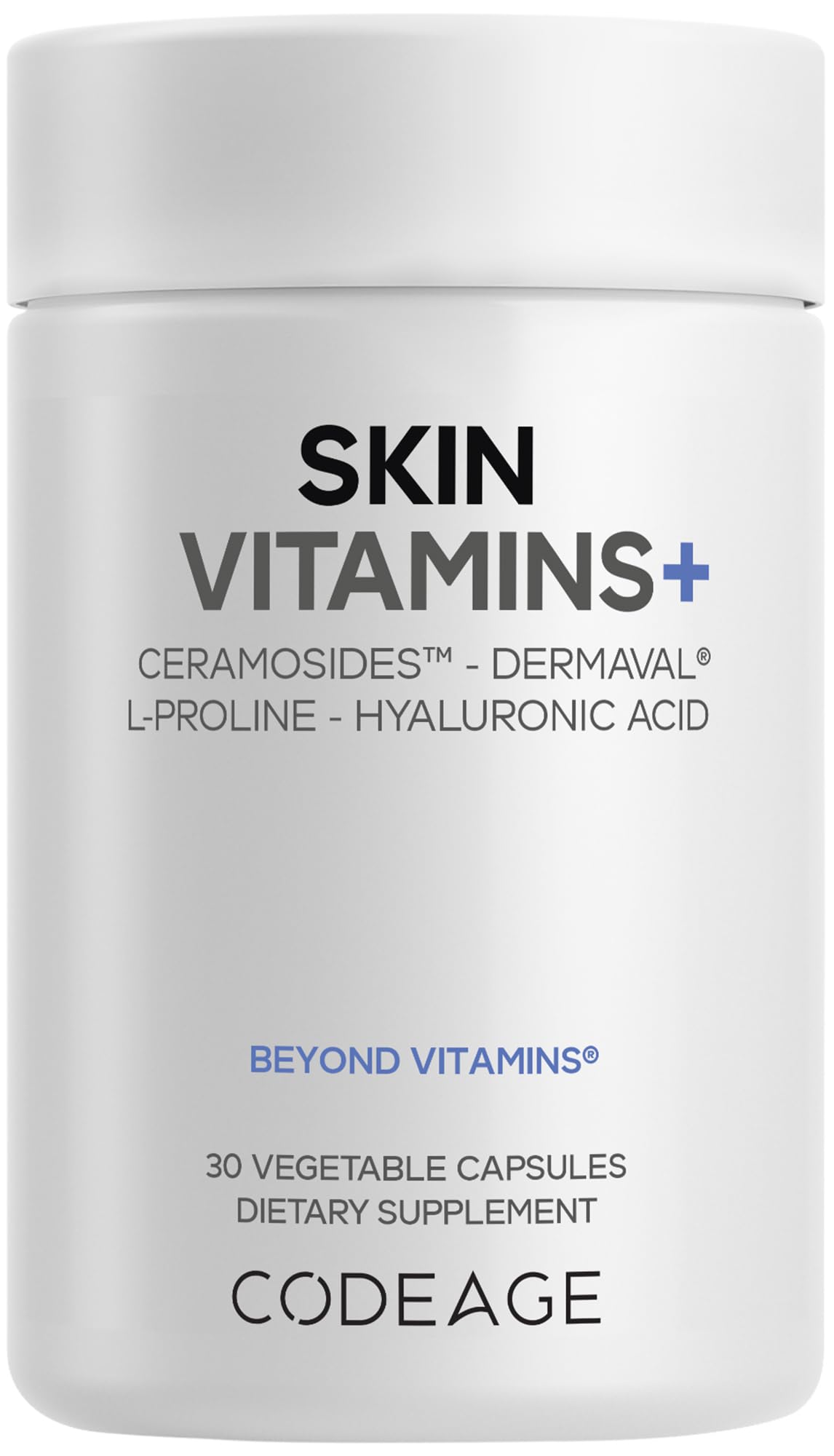 Codeage Skin Vitamins+ Supplement – Ceramosides, Dermaval, Hyaluronic Acid, Coffeeberry, Vitamin C – Skin Elasticity, Wrinkle & Moisture Support – Liposomal Delivery – Non-GMO, 30 Capsules Codeage Au supplements