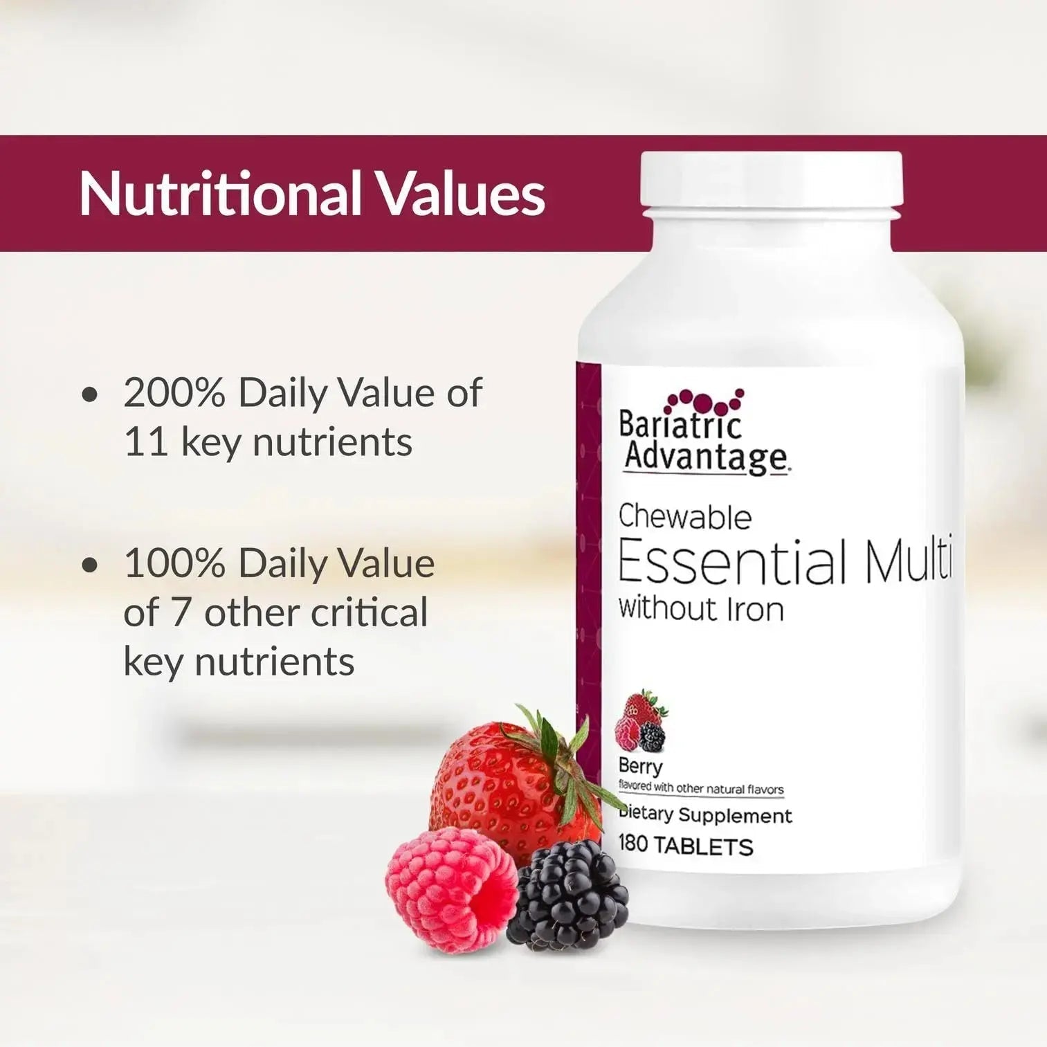 Bariatric Advantage Chewable Essential Multivitamin Without Iron - 200 DV of Key Nutrients - Trace Mineral Support Bariatric Advantage Au supplements