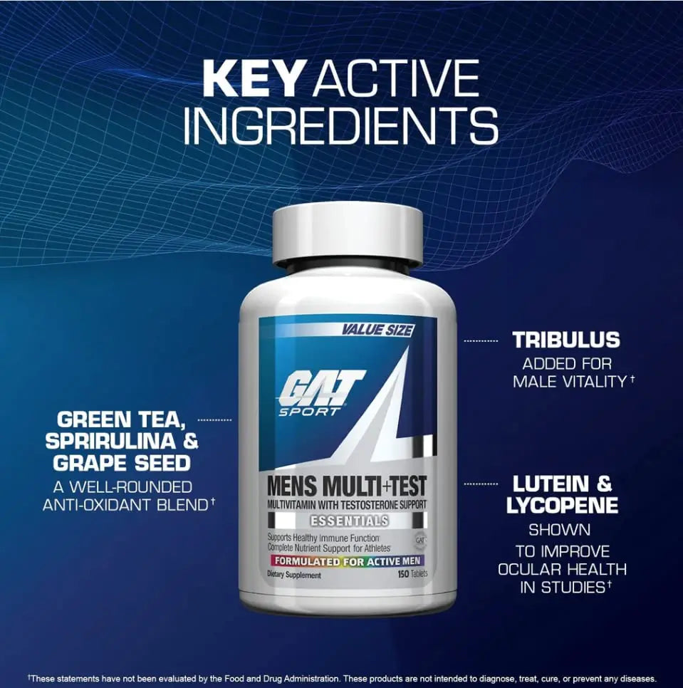 GAT SPORT Men's Multi + Test, Premium Multivitamin Tablets (60 Count) GAT SPORT Au supplements