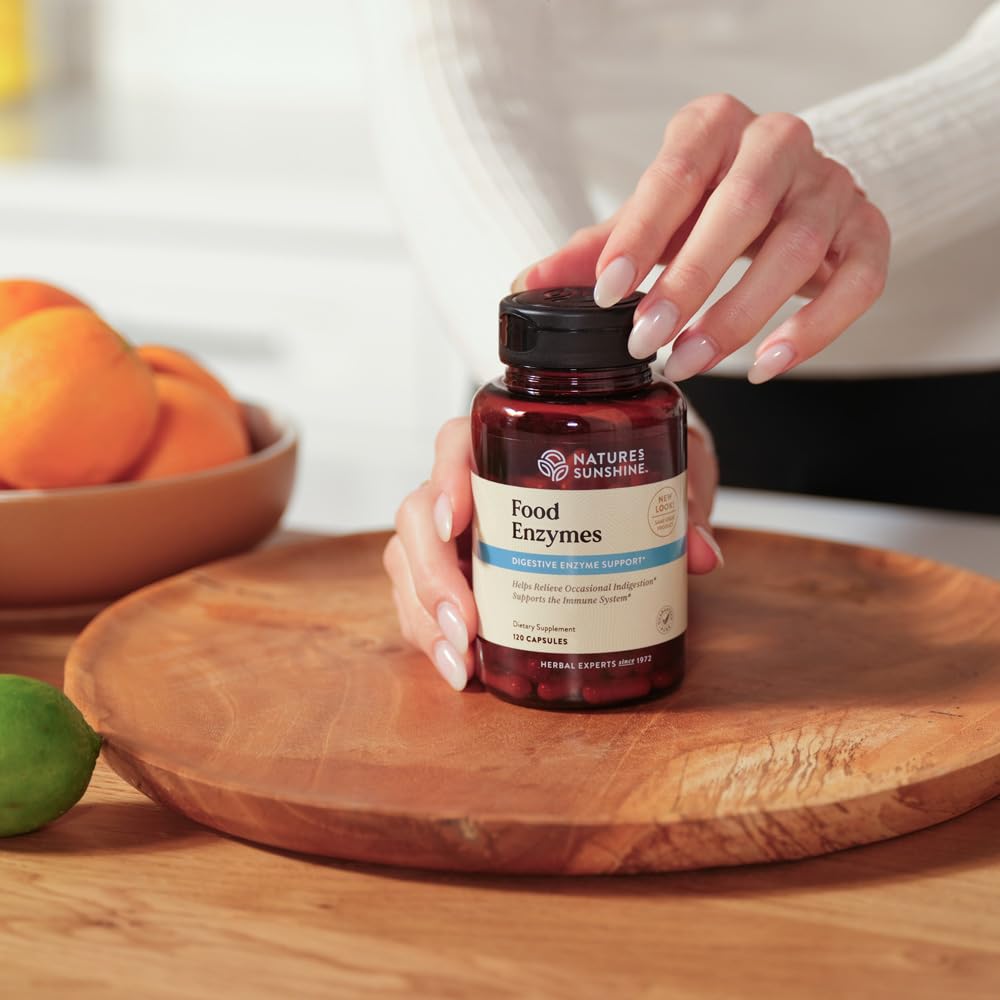 Nature's Sunshine Food Enzymes - Digestive Support with Prebiotics and Probiotics for Gut Health - Digestive Enzyme Supplement for Digestive Health