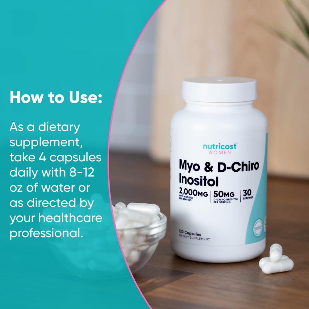 Nutricost Myo Inositol & D-Chiro Inositol for Women 2000mg, 120 Capsules, 2000mg Myo & 50mg D-Chiro Per Serving, 30 Servings