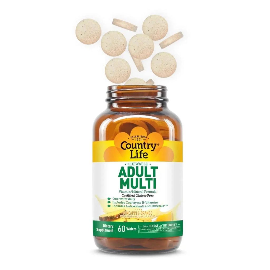 Country Life Adult Chewable Multivitamin with Coenzyme B-Vitamins, Antioxidants, Minerals, Pineapple-Orange Flavor Country Life Au supplements