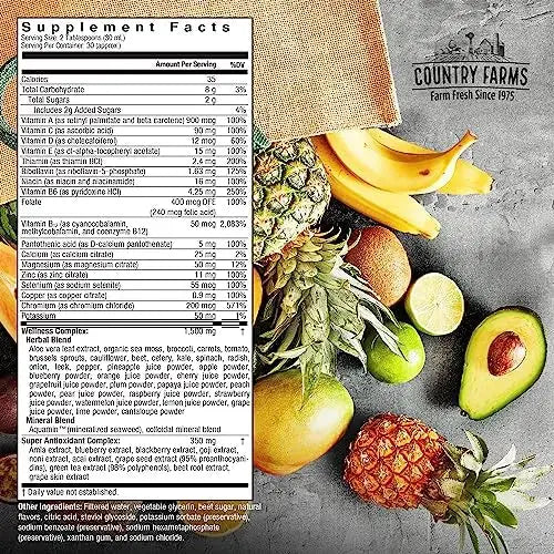 Country Farms Liquid Multivitamin, Vitamins and Minerals for Immune Support and Energy, Herbal Blend, Vegan Country Farms Au supplements