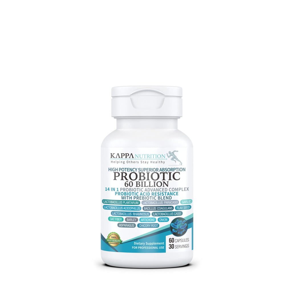 KAPPA NUTRITION Probiotic 60 Billion CFU 14 in 1 Formula with Prebiotics & Acidophilus for Women, Men & Adults, Shelf Stable, Acid Resistant