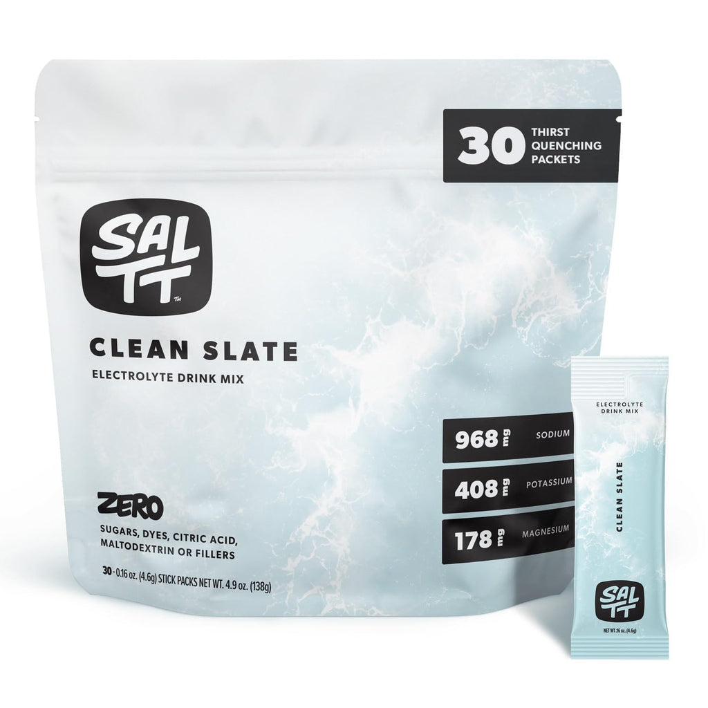 SALTT Electrolytes Powder Unflavored Drink Mix - Clean Slate - 30 Hydration Packets - Magnesium, Potassium, Sodium, Trace Minerals - Zero Sugar