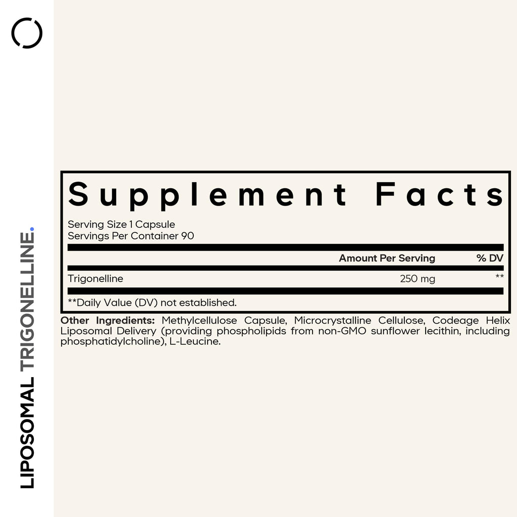 Codeage Liposomal Trigonelline - 250 mg Per Capsule - 3-Month Supply - Plant-Based Alkaloid - Liposomal Delivery for Bioavailability - Metabolic Health Support - Vegan Nootropic Non-GMO - 90 Capsules Codeage Au supplements