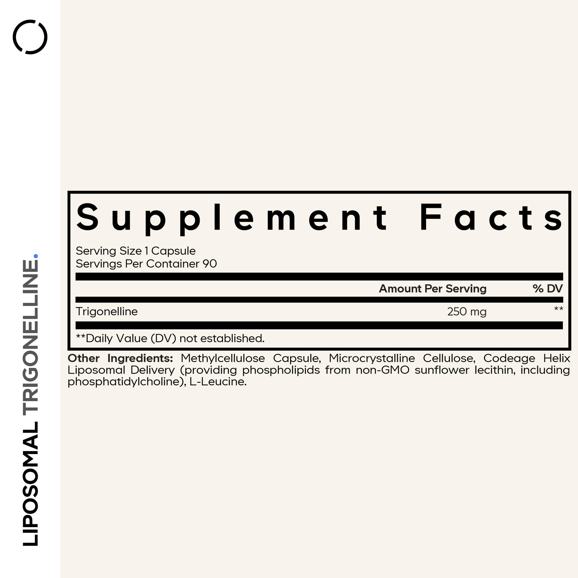 Codeage Liposomal Trigonelline - 250 mg Per Capsule - 3-Month Supply - Plant-Based Alkaloid - Liposomal Delivery for Bioavailability - Metabolic Health Support - Vegan Nootropic Non-GMO - 90 Capsules Codeage Au supplements