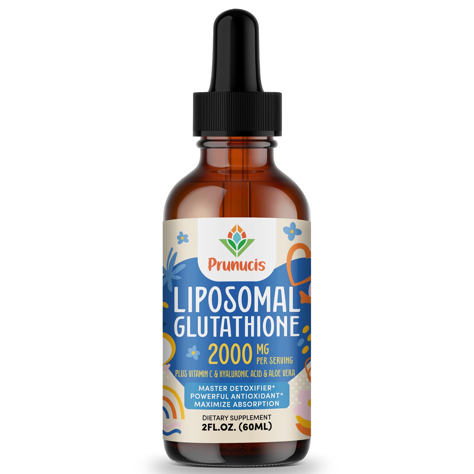 Prunucis 2000MG Liposomal Glutathione Liquid, 98% Absorption, Active Form L-Glutathione Supplement,