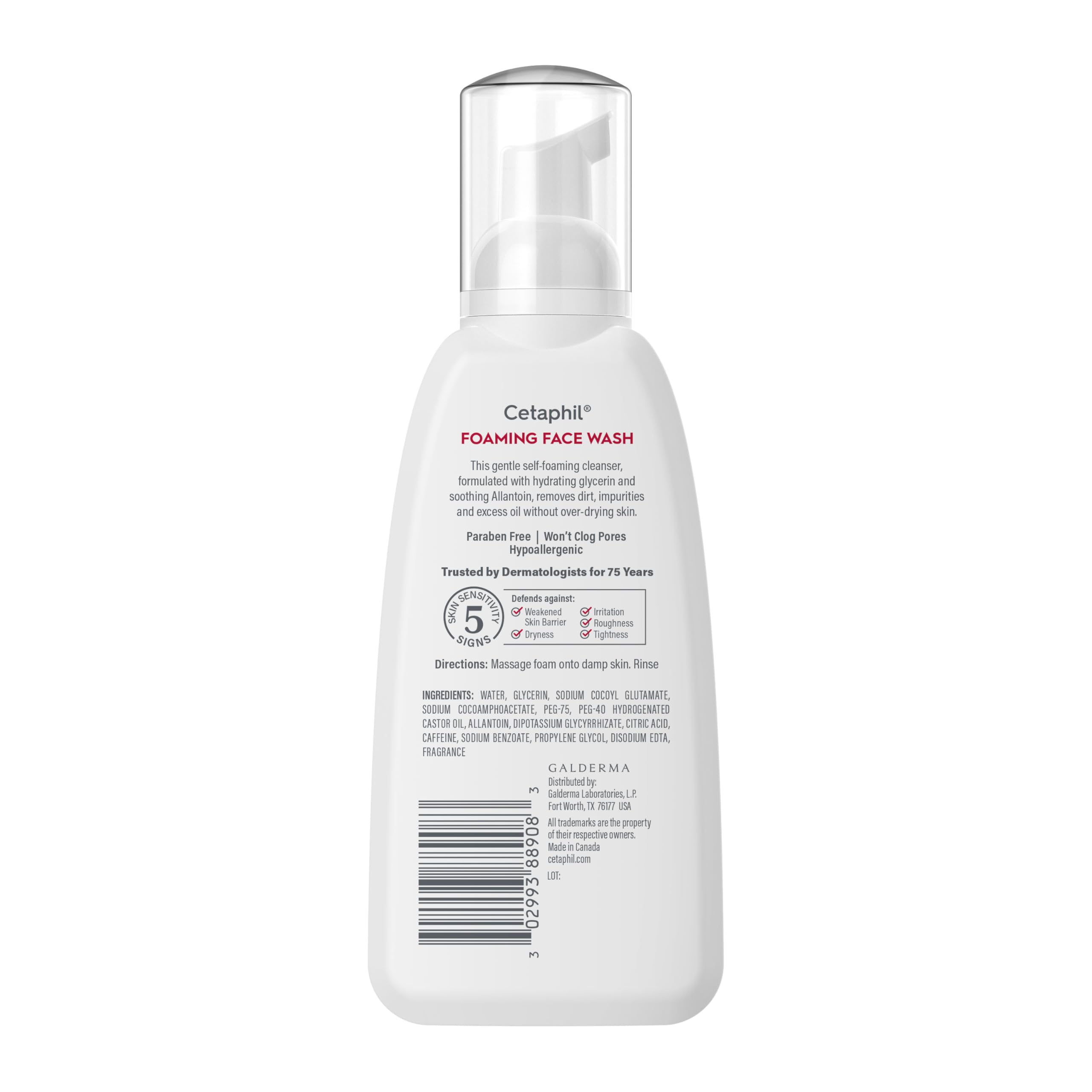 Cetaphil Redness Relieving Foaming Face Wash For Sensitive Skin, 8 Fl Oz, Gently Cleanses