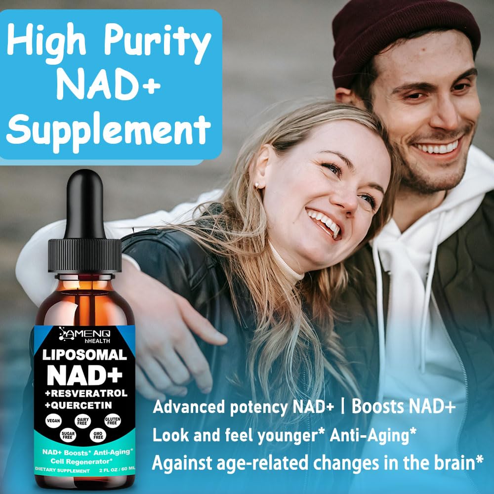 NAD Supplement, Liposomal NAD Nicotinamide Riboside Resveratrol 900mg Quercetion, TMG, Vitamin B3, High Potency NAD Plus Liquid Supplement for Cell Regenerator, Longevity, Energy, Anti-Aging, Focus AMENQ hHEALTH Au supplements