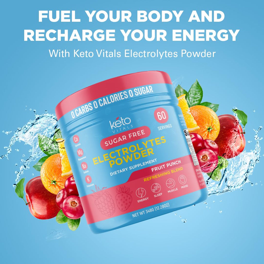 Keto Vitals Keto Electrolytes Powder | Keto-Friendly Electrolytes with Potassium, Magnesium, Sodium, Calcium | Electrolytes Sugar Free | Supplement Energy Drink Mix