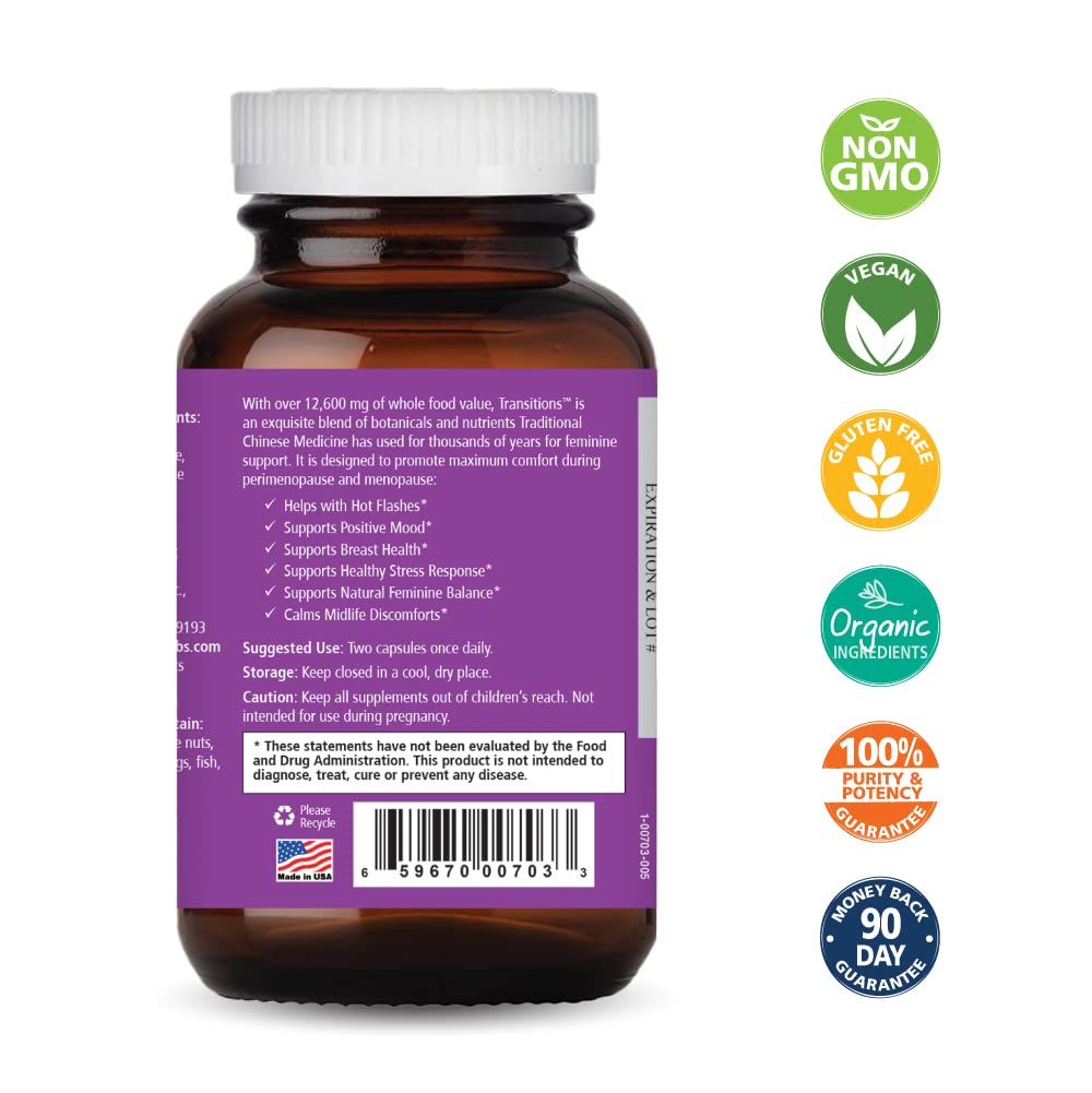 Pure Essence Labs Transitions Vitamins for Women, Natural Menopause Relief Supplement to Promote Hormone Balance, Reduce Hot Flashes, Mood Swings & Night Sweats, 60 Capsules PURE ESSENCE LABS Au supplements