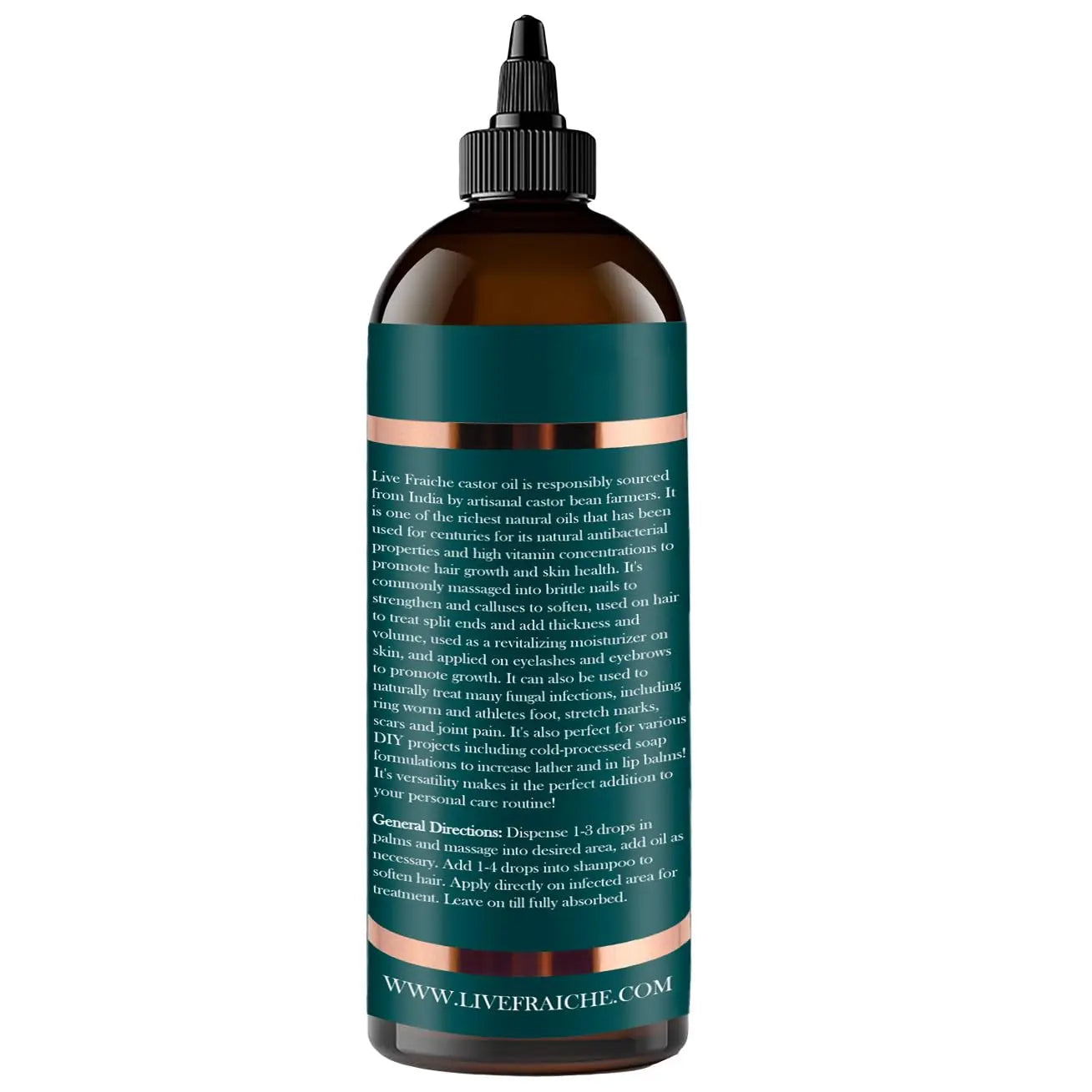 Live Fraiche USDA Organic Cold Pressed Castor Oil (16oz), 100% Pure, Hexane-Free Castor Oil Live Fraiche Au supplements