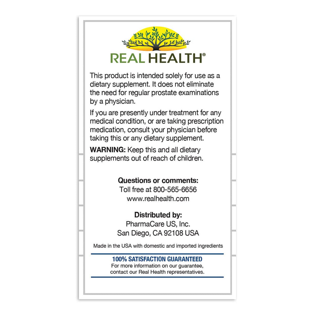 Real Health The Prostate Formula - Prostate Health Supplements for Men, Saw Palmetto Formula for Healthy Bladder and Urinary Support,