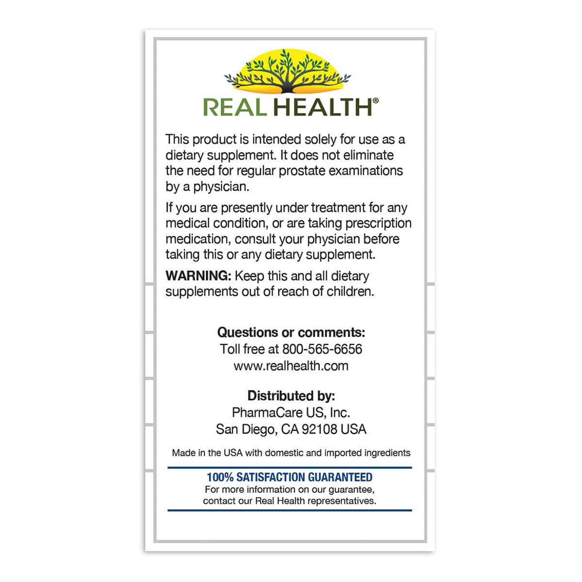 Real Health The Prostate Formula - Prostate Health Supplements for Men, Saw Palmetto Formula for Healthy Bladder and Urinary Support,