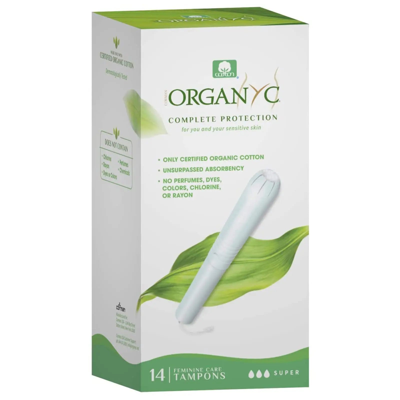 Organyc 100% Certified Organic Cotton Tampons - Cardboard Applicator, Free from Chlorine, Perfumes Organyc Au supplements