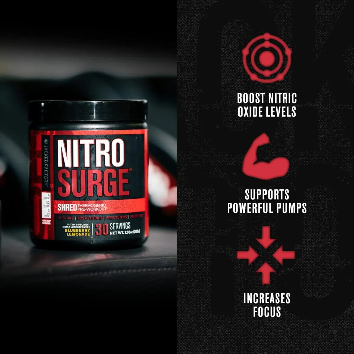 Jacked Factory NITROSURGE Shred Pre Workout Supplement - Energy Jacked Factory Au supplements