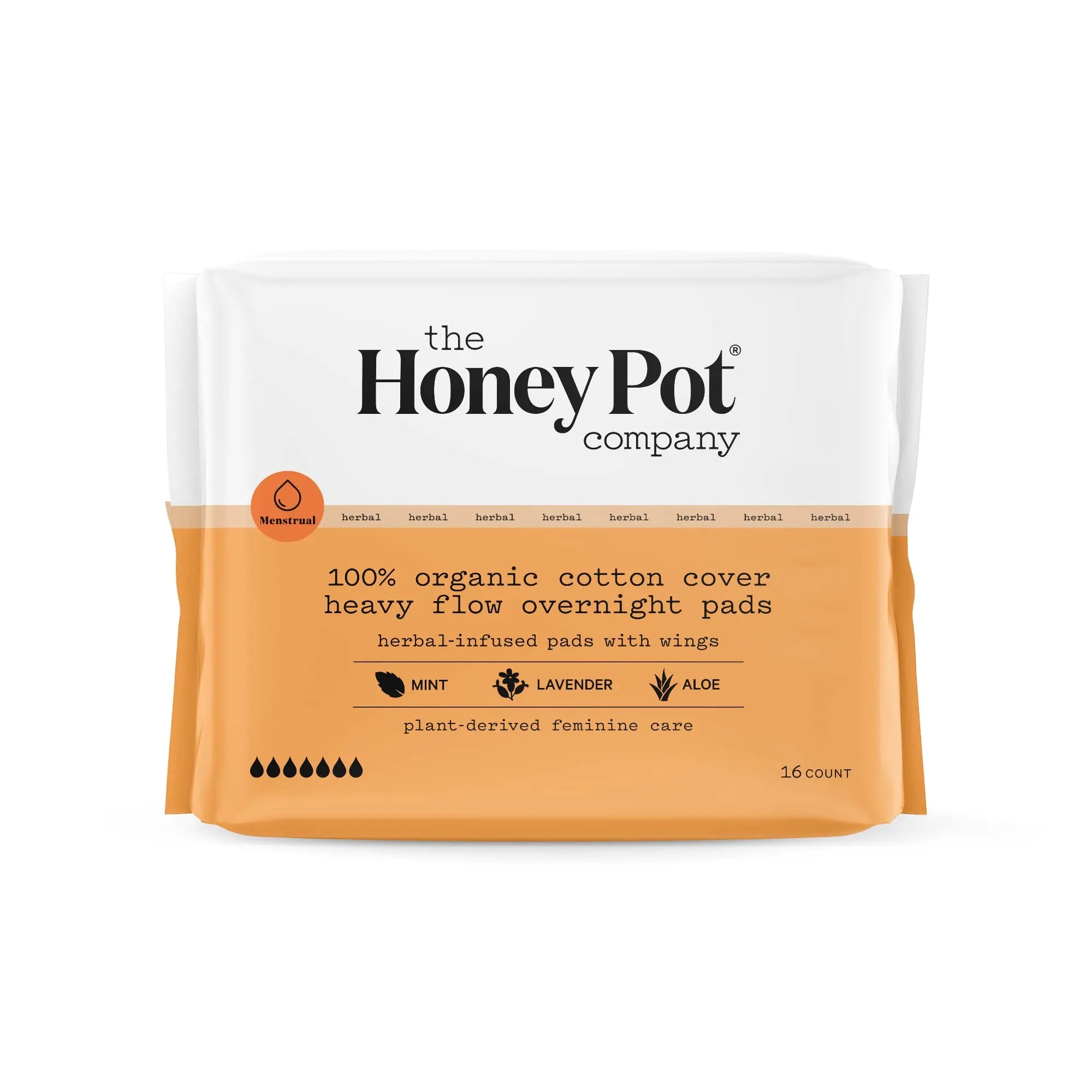 The Honey Pot Company - Herbal Overnight Heavy Flow Pads w/Wings - Organic Pads for Women The Honey Pot Company Au supplements
