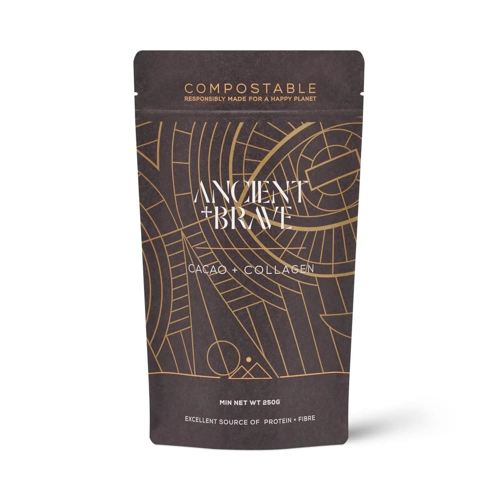 Ancient + Brave - Cacao + Collagen Powder 250g - Peruvian Raw Cacao Hot Chocolate with Grass Ancient + Brave Au supplements