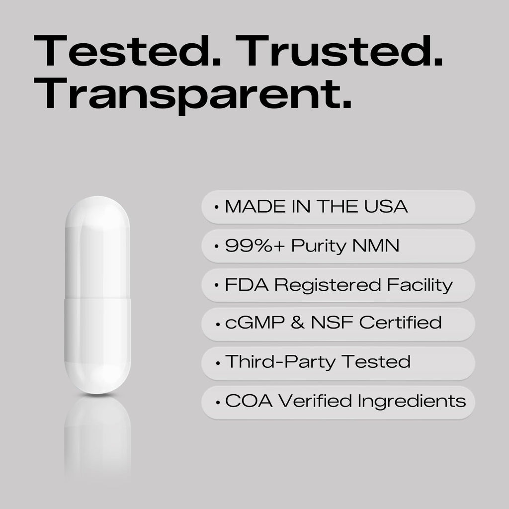 PEPAX NMN Supplement 500mg - 99% Pure NMN Supplement Capsules for Increased NAD Levels & Healthy Aging - Third Party Tested Stabilized Capsules, cGMP Certified, 90 Liposomal NMN (45 Servings) PEPAX Au supplements