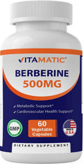 Vitamatic Berberine Supplement 500mg - 60 Vegetable Capsules - Made in The USA Vitamatic Au supplements