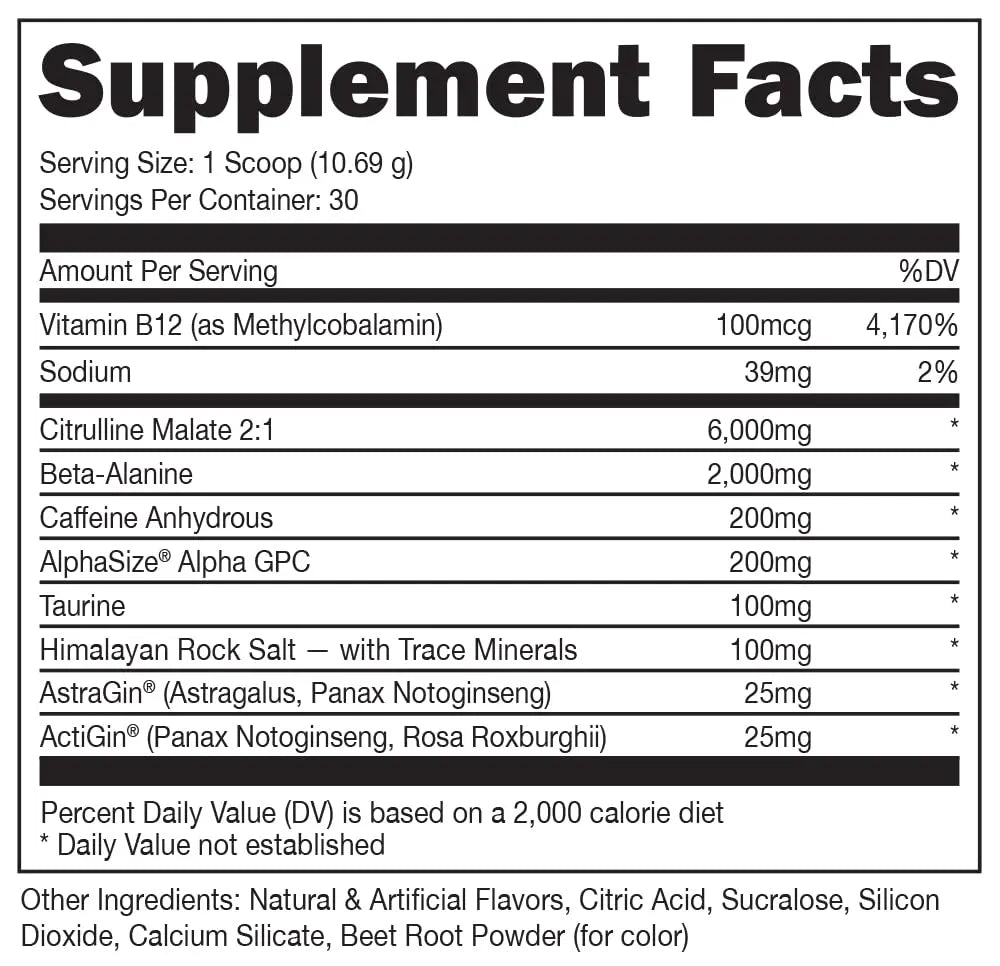 Bucked Up Pre Workout - Best Tasting - 6 Grams Citrulline, 2 Grams Beta Alanine Non Proprietary Blend, Powder (Strawberry Kiwi) Bucked Up Au supplements