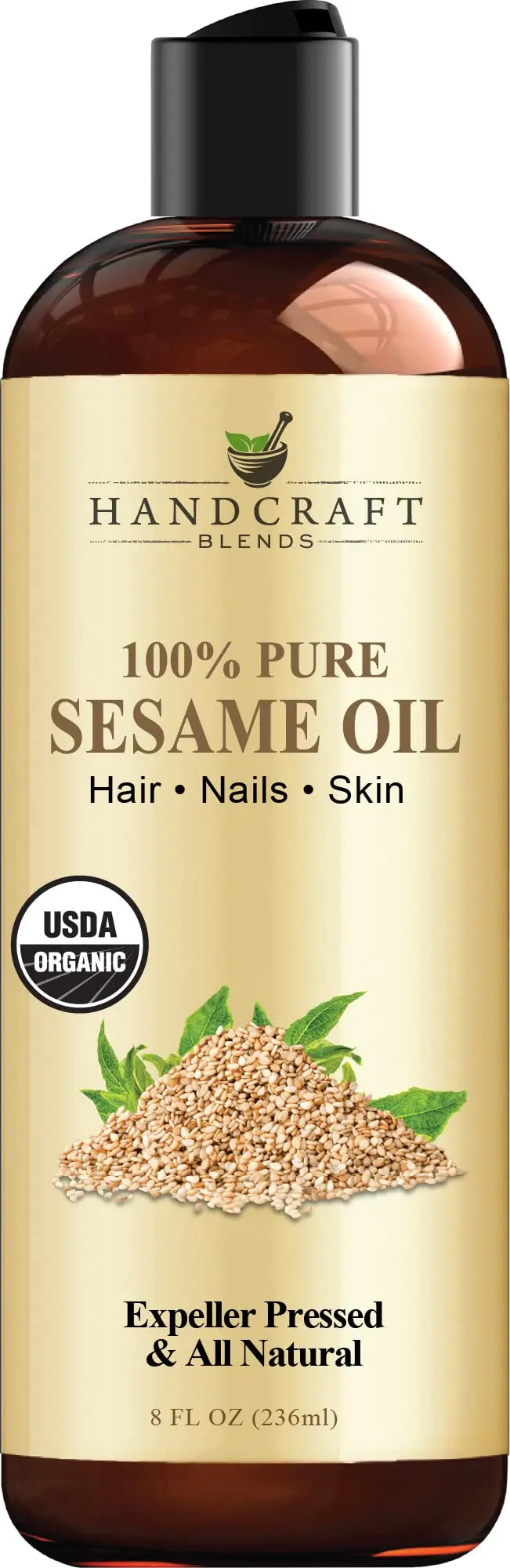 Handcraft Blends Organic Sesame Oil for Skin and Hair 8 oz - 100% Pure and Natural - Premium Handcraft Blends Au supplements