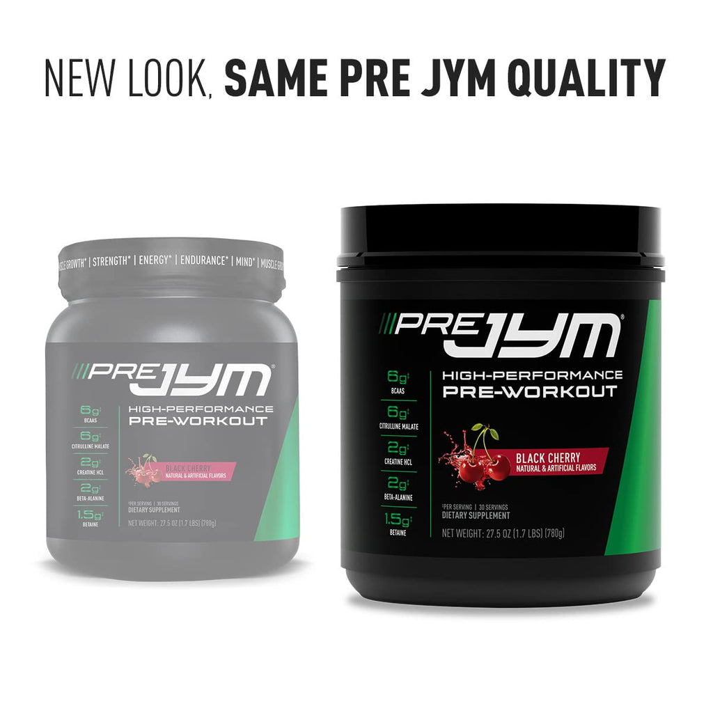 JYM Supplement Science Pre JYM Black Cherry Pre Workout Powder for Men & Women, BCAAs, Nootropics, Creatine HCI, Citrulline, Beta-Alanine, Betaine, Taurine, Huperzine, 30 Servings