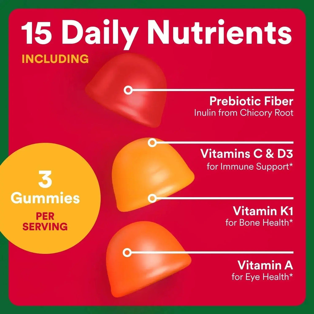 SmartyPants Fiber Supplement & Multivitamin for Men & Women - Improved Formula: Prebiotic Fiber Gummies with Omega 3 (DHA/EPA), Vitamin D3, C, Vitamin B12, B6, A, K & Zinc, 90 Count (30 Day Supply) SmartyPants Au supplements