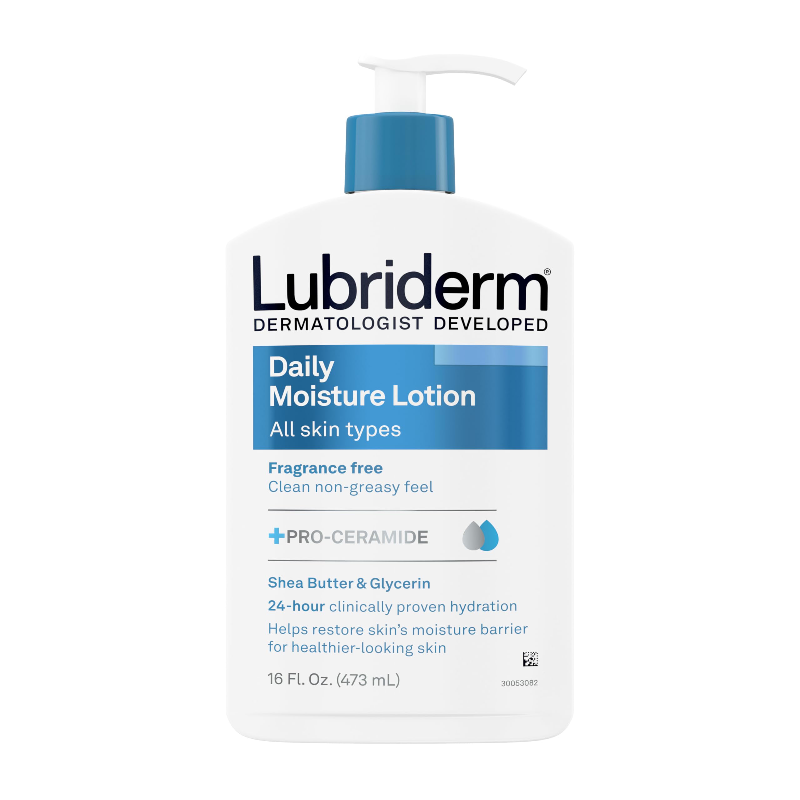 Lubriderm Fragrance Free Daily Moisture Lotion + Pro-Ceramide, Shea Butter & Glycerin, Face, Hand & Body Lotion for Sensitive Skin