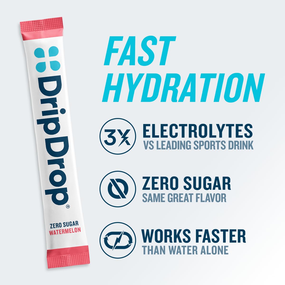 DripDrop Sugar Free Hydration Packets - Zero Classic Variety Pack - Single Serve Electrolytes Powder Drink Mix - Lemon Lime, Watermelon, Peach, Passion Fruit