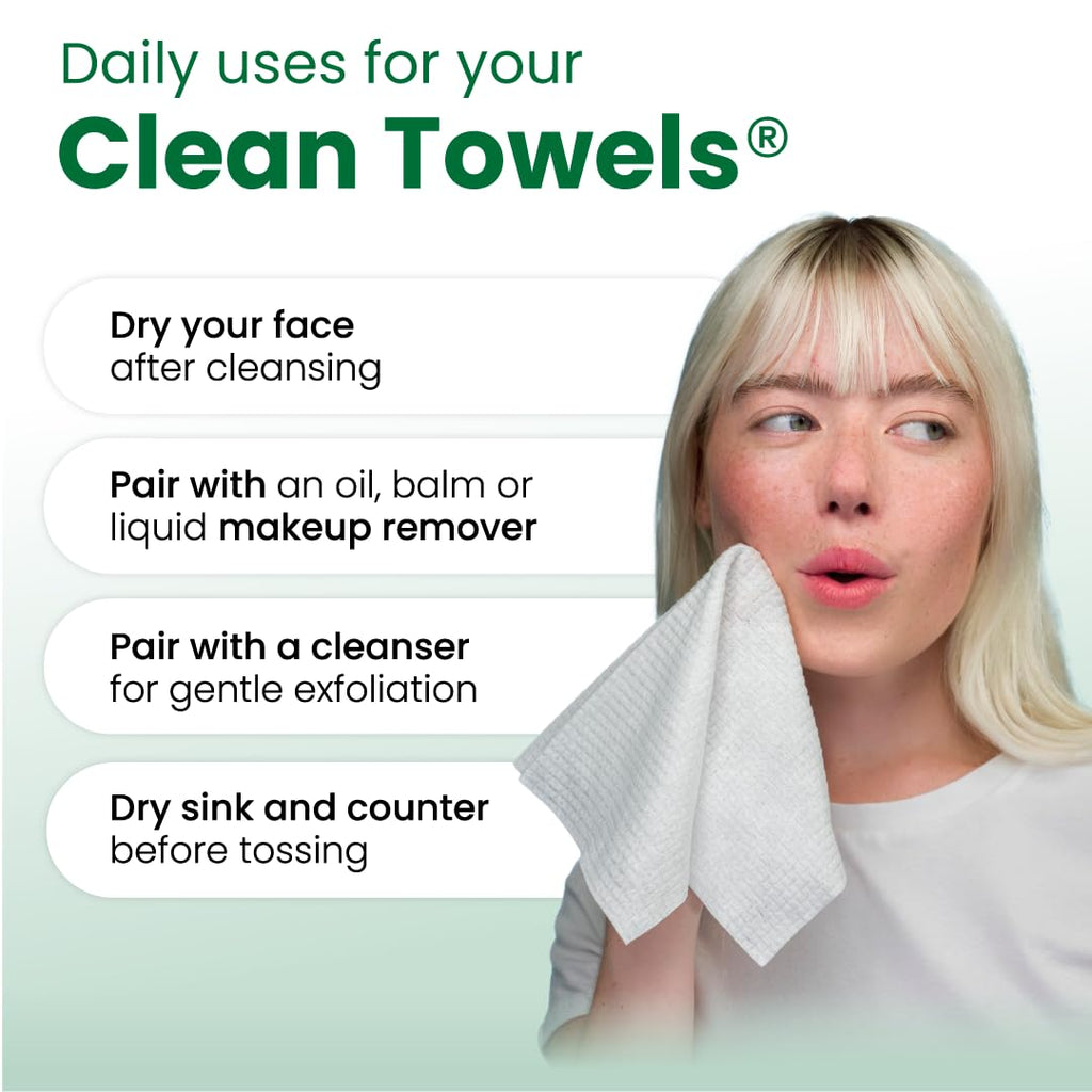 CLEAN SKIN CLUB Sensitive Skin Clean Towels® XL, Ultra-Soft Disposable Face Dry Wipes Infused with Aloe & Glycerin