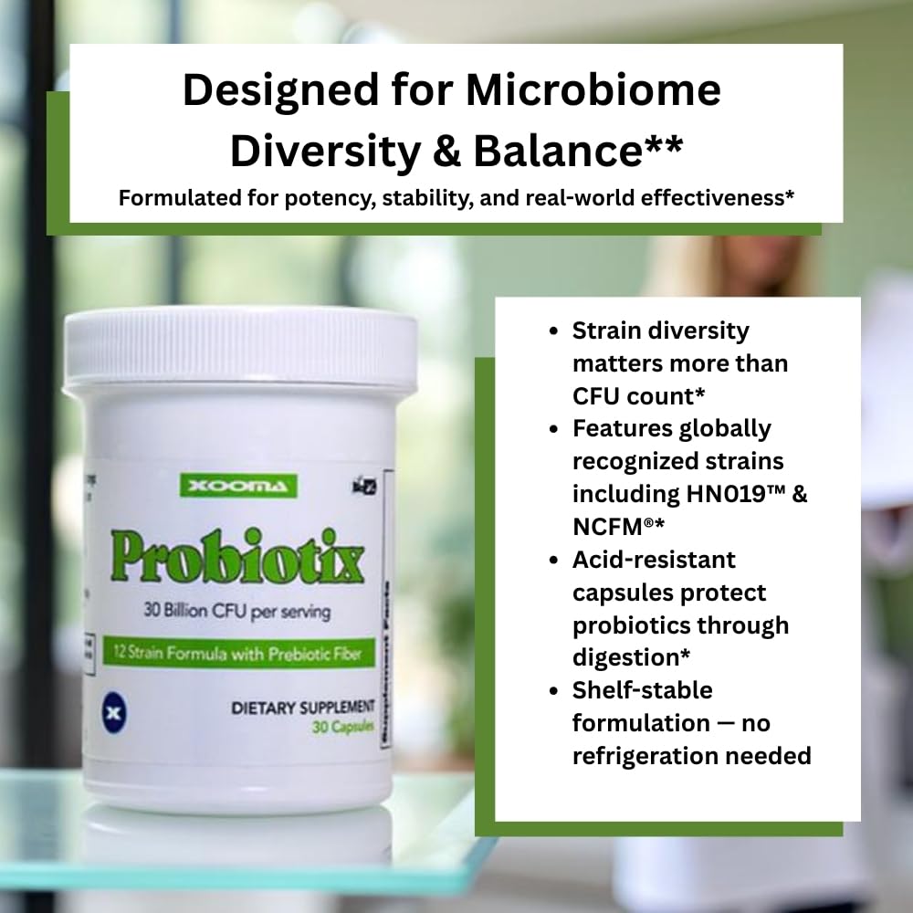 Probiotix – 12 Strain Probiotic + Prebiotic Fiber, 30 Billion CFU | Gut Health & Digestive Balance | Gas & Bloating Support | Immune System Reinforcement | Gluten, Soy & Dairy Free – 30 Capsules Xooma Au supplements