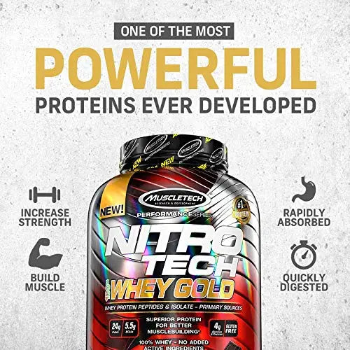 MuscleTech NitroTech 100% Whey Gold Protein Powder, Build Muscle Mass, Whey Isolate Protein Powder Muscletech Au supplements