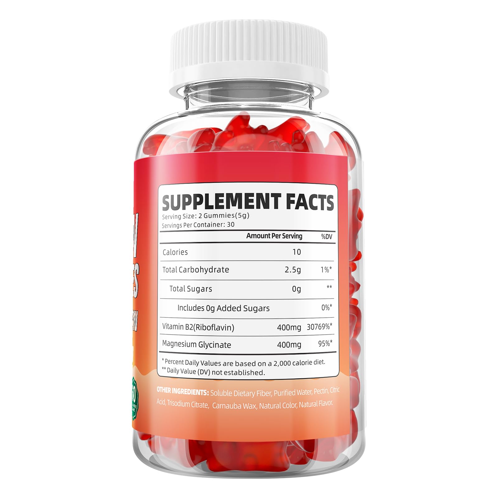GrnLife 2 Pack Vitamin B2 Gummies, Riboflavin 400mg with Magnesium for Kids & Adults, Migraine Relief & Energy Support