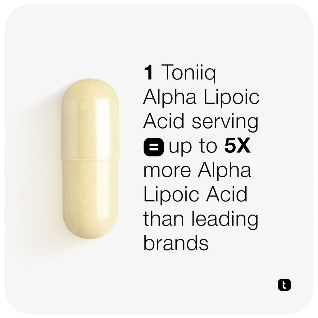 Toniiq 1000mg Ultra High Strength Alpha Lipoic Acid Capsules - Highly Purified 99%+ USP Standard - 120 Capsules ALA Supplement Toniiq Au supplements