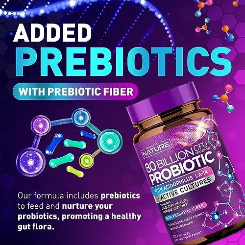 80 Billion CFU Probiotic - Daily Digestive Gut Health Supplement for Men & Women Built by Nature Au supplements