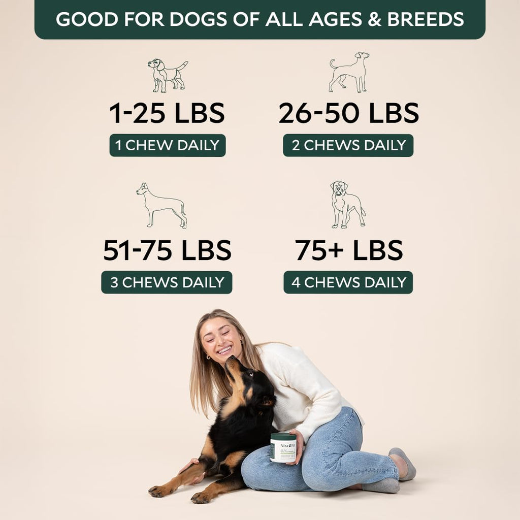 Nira Pet Probiotics for Dogs – 60 Beef-Flavored Chews with Postbiotics, Colostrum, Ashwagandha & Lactobacillus – Supports Gut Health, Immunity, Diarrhea, Gas & Stress Nira Pet Au supplements