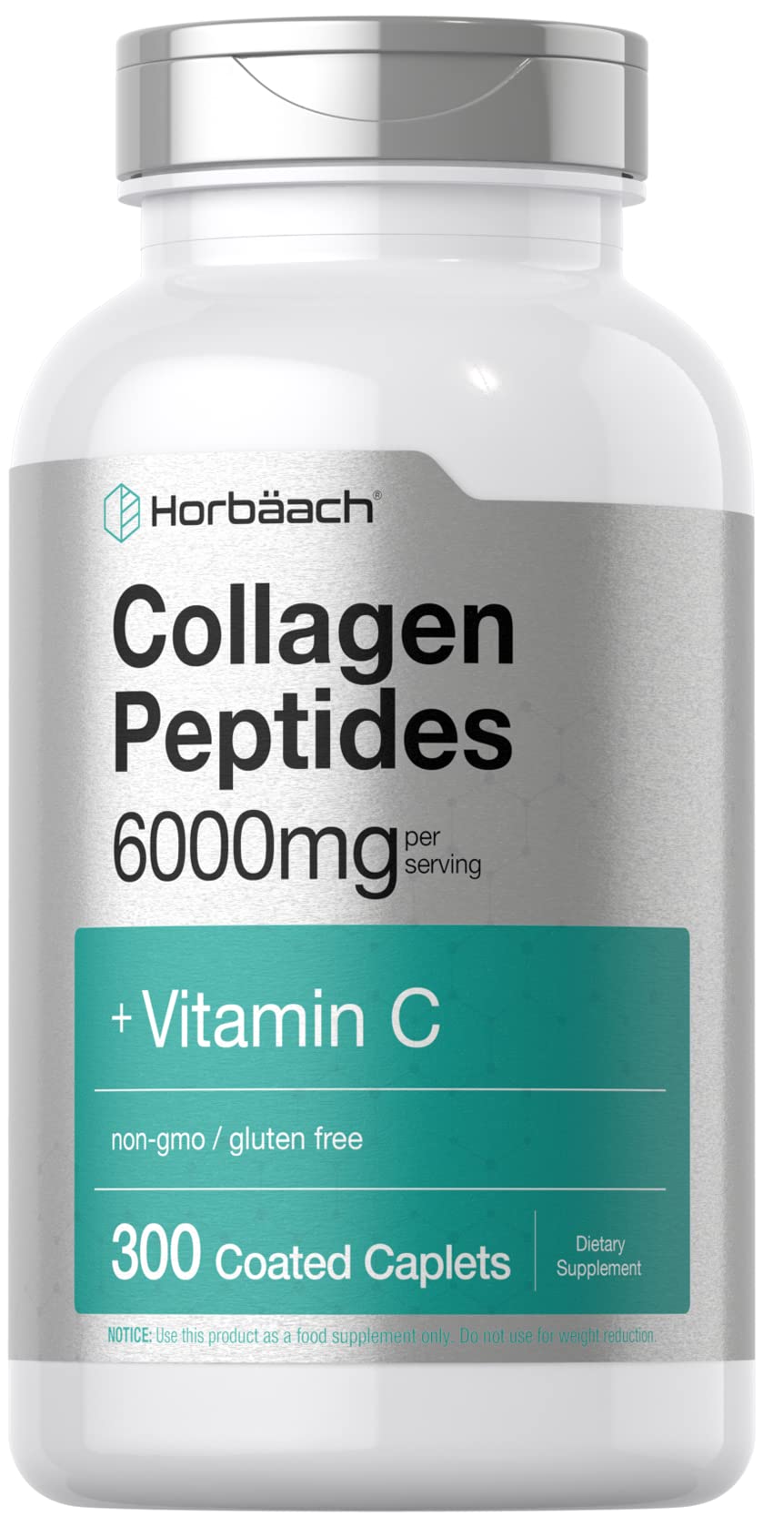 Horbäach Collagen Peptides 6000mg | 300 Caplet Pills | with Vitamin C | Hydrolyzed Collagen Supplement | Non-GMO, Gluten Free Horbäach Au supplements