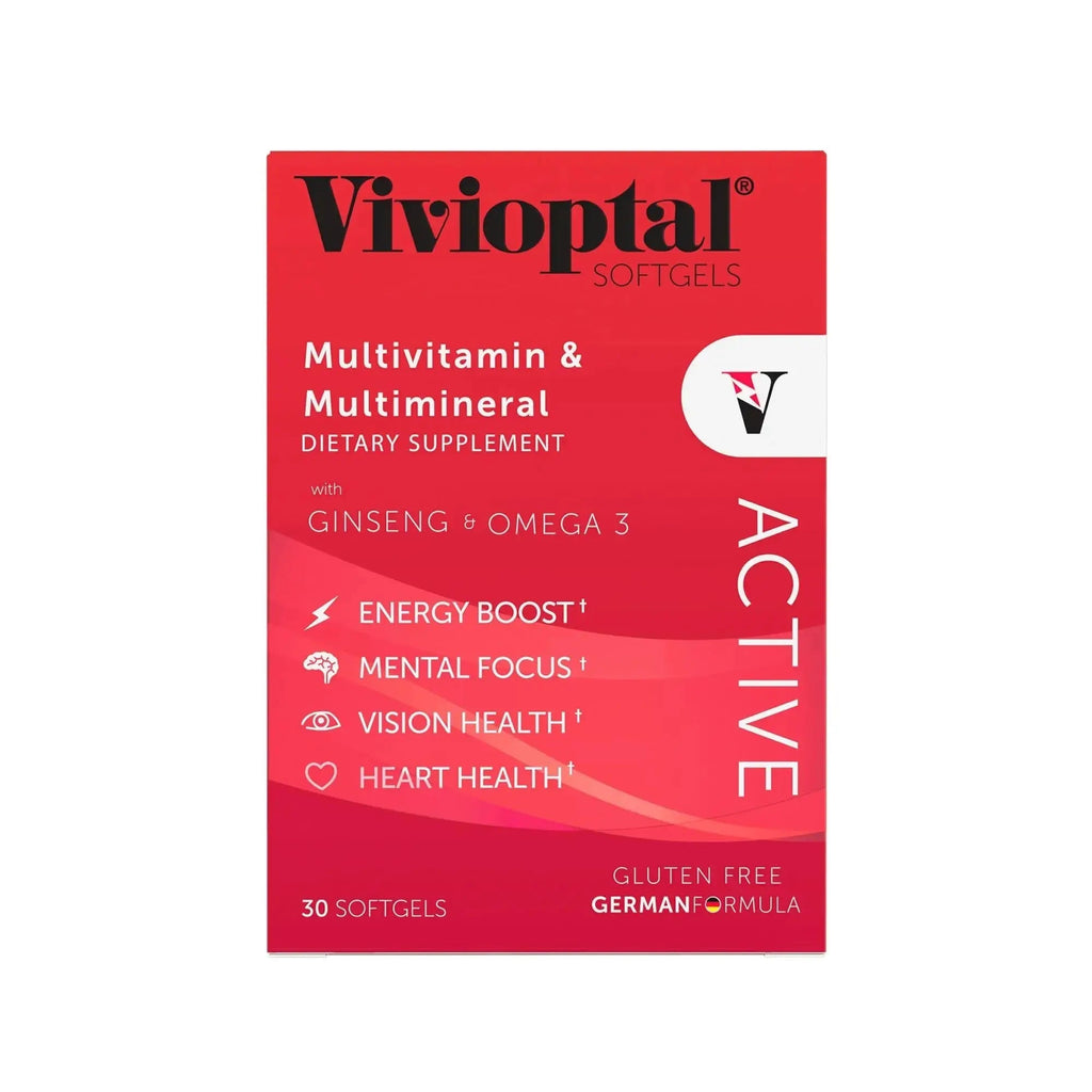Vivioptal Active, 30 Softgels, Ginseng & Omega 3, Multivitamin & Multimineral, Gluten Free, German Formula Vivioptal Vitamins Au supplements